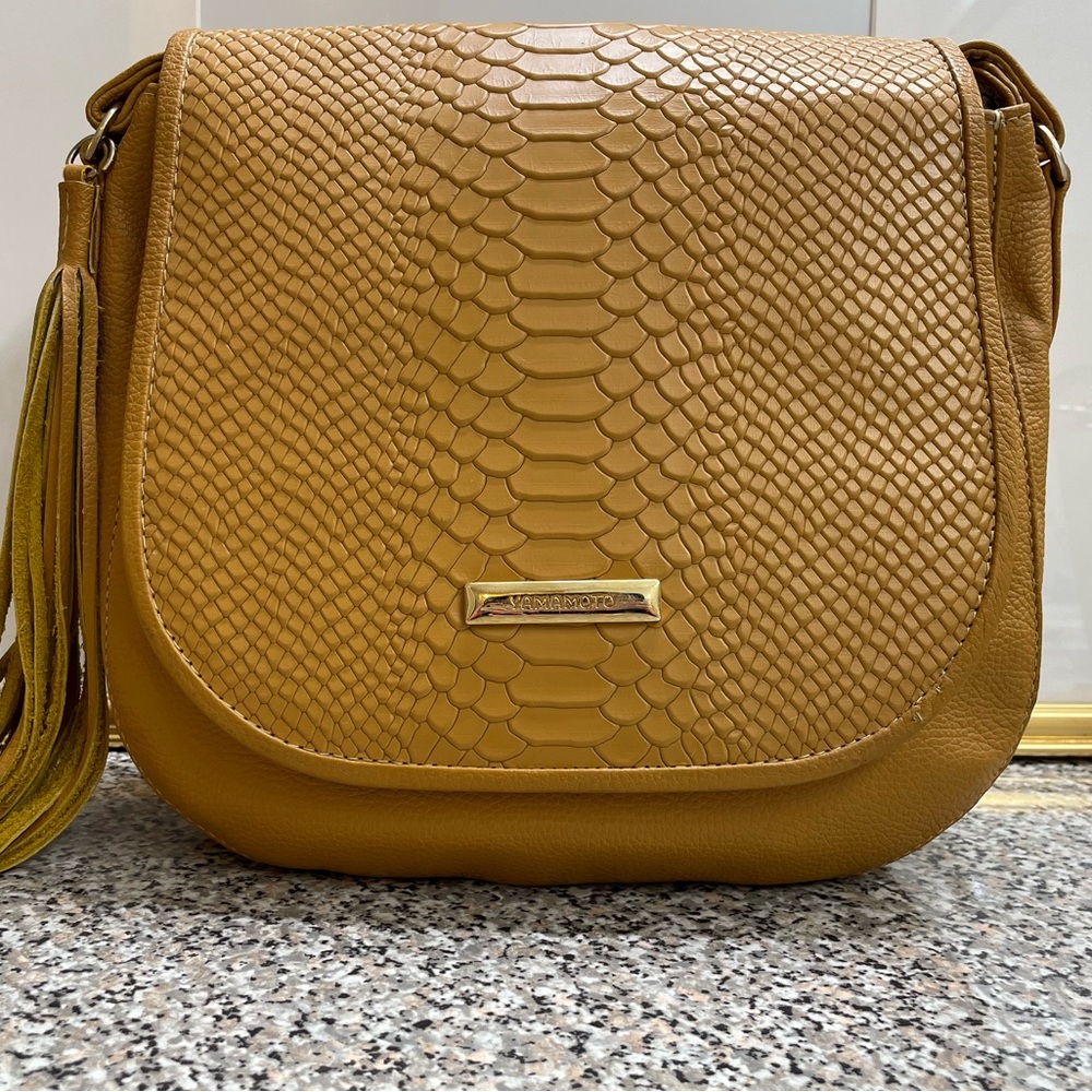 TAN YAMOMOTO LEATHER CROSSBODY PURSE